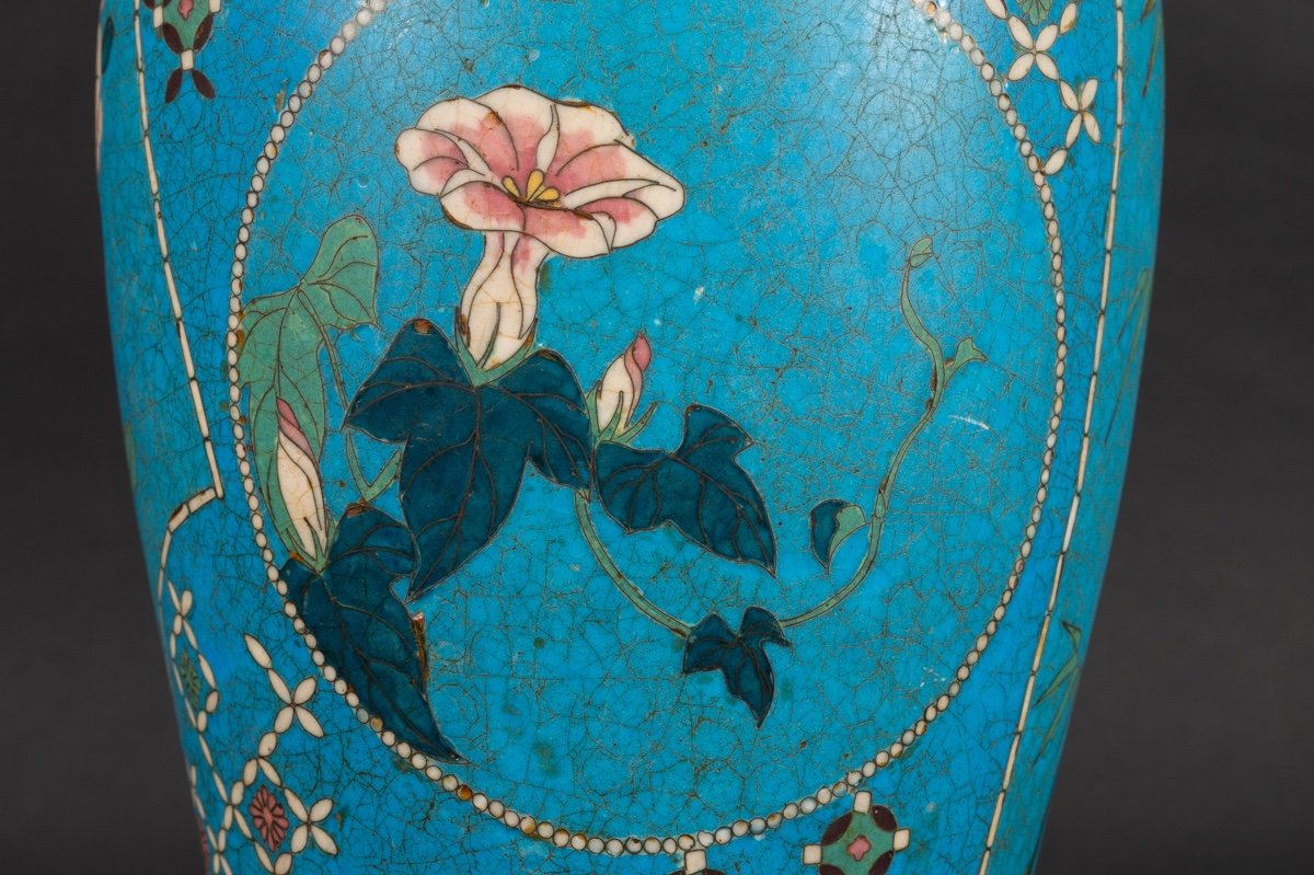 Lampe - Vase, Cloisonné Totai Shippo, Japon, ère Meiji (1868-1912).  -photo-4