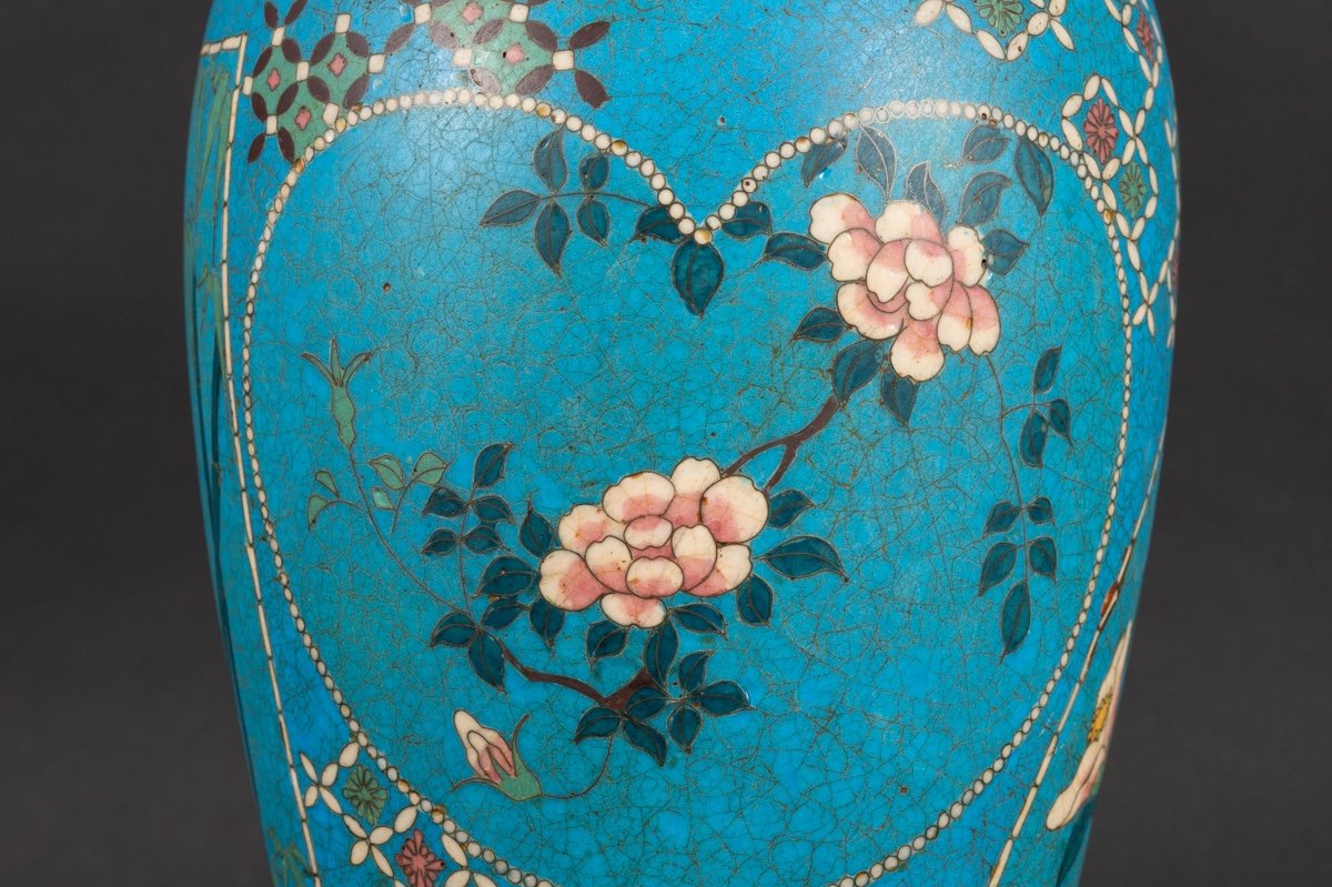 Lampe - Vase, Cloisonné Totai Shippo, Japon, ère Meiji (1868-1912).  -photo-6