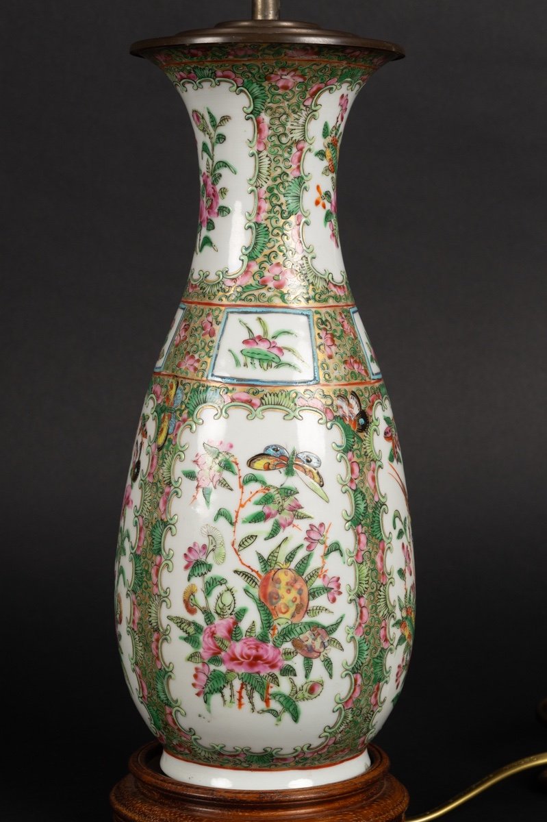 Lamp - Vase, Famille Verte, Canton Rose, China, 19th Century. -photo-1