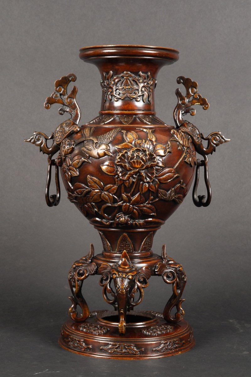 Phoenix Vase, Japan, Taisho Period, 1920s.   