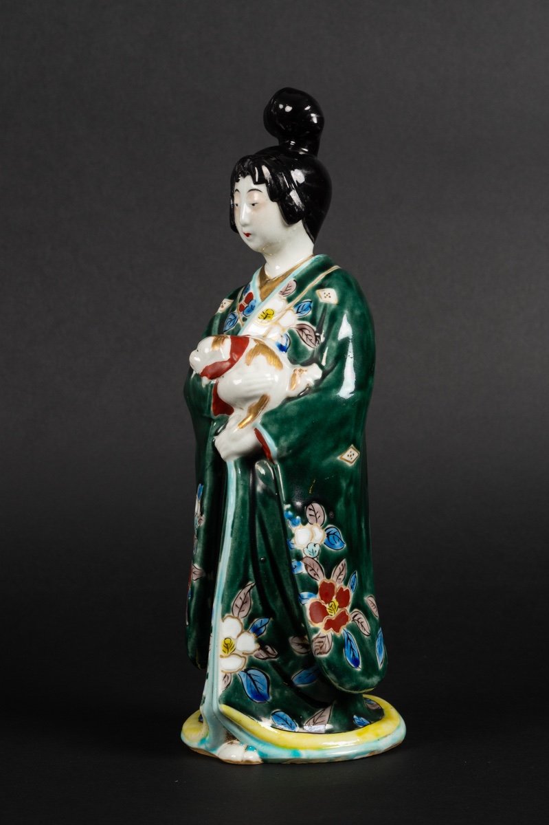 Femme Avec Un Chiot, Japon, Arita, ère Meiji (1868-1912) -photo-3