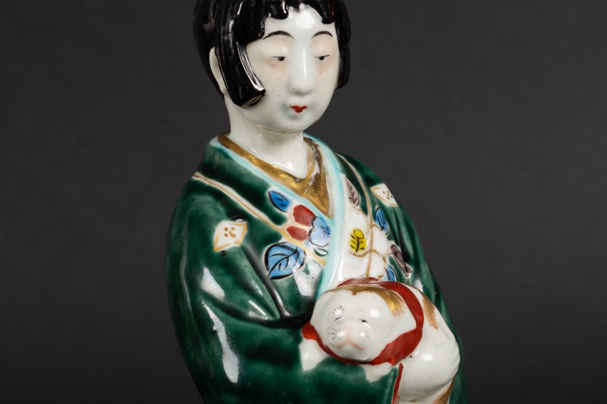 Femme Avec Un Chiot, Japon, Arita, ère Meiji (1868-1912) -photo-6
