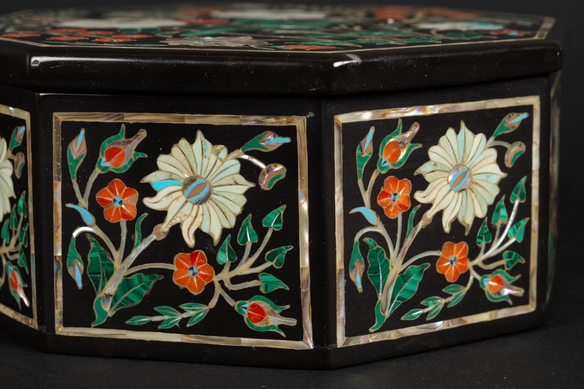 Boîte En Pietra Dura, Italie, XXe Siècle. -photo-6