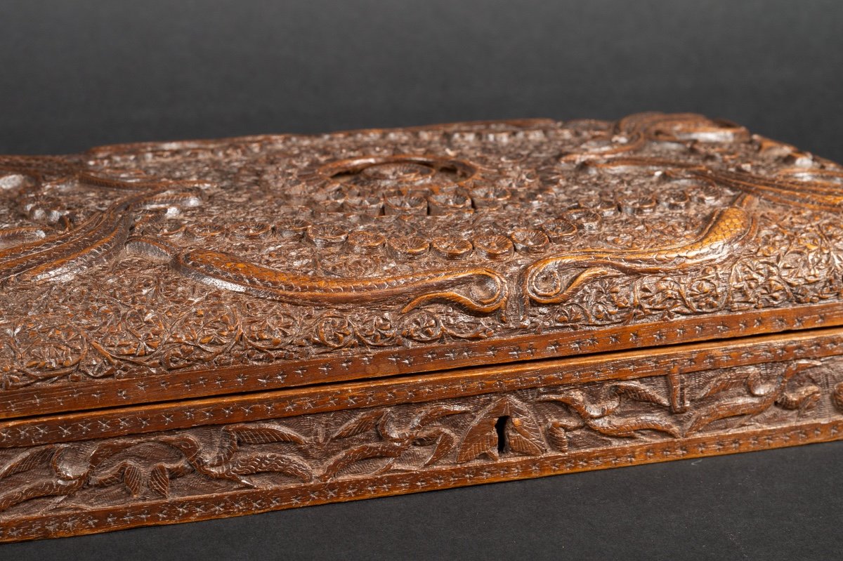 Coffret, Bois Exotique, Inde, XIXe Siècle. -photo-1
