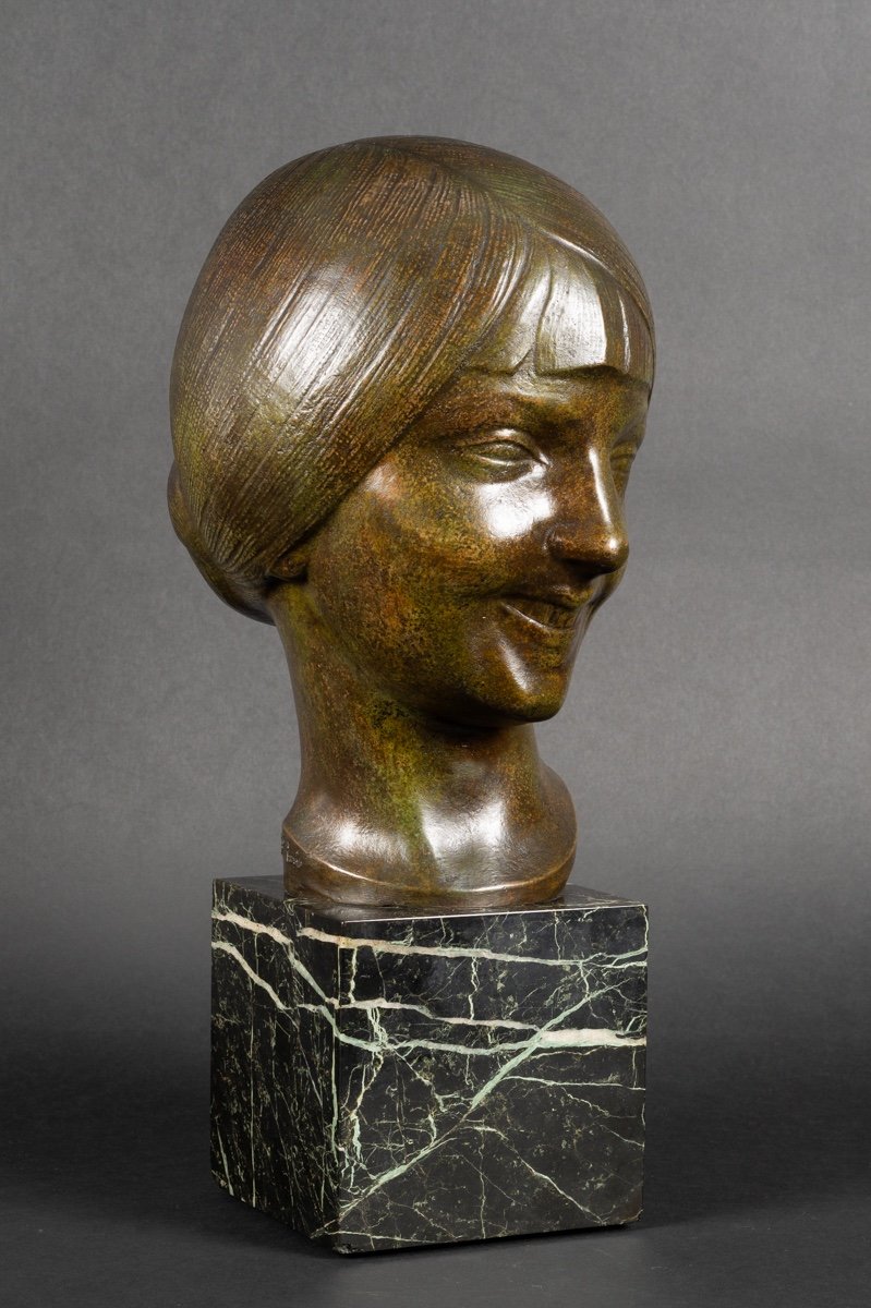 Bust Of A Young Girl, Art Deco, L. Doré, Susse Frères Paris, 1920. -photo-2