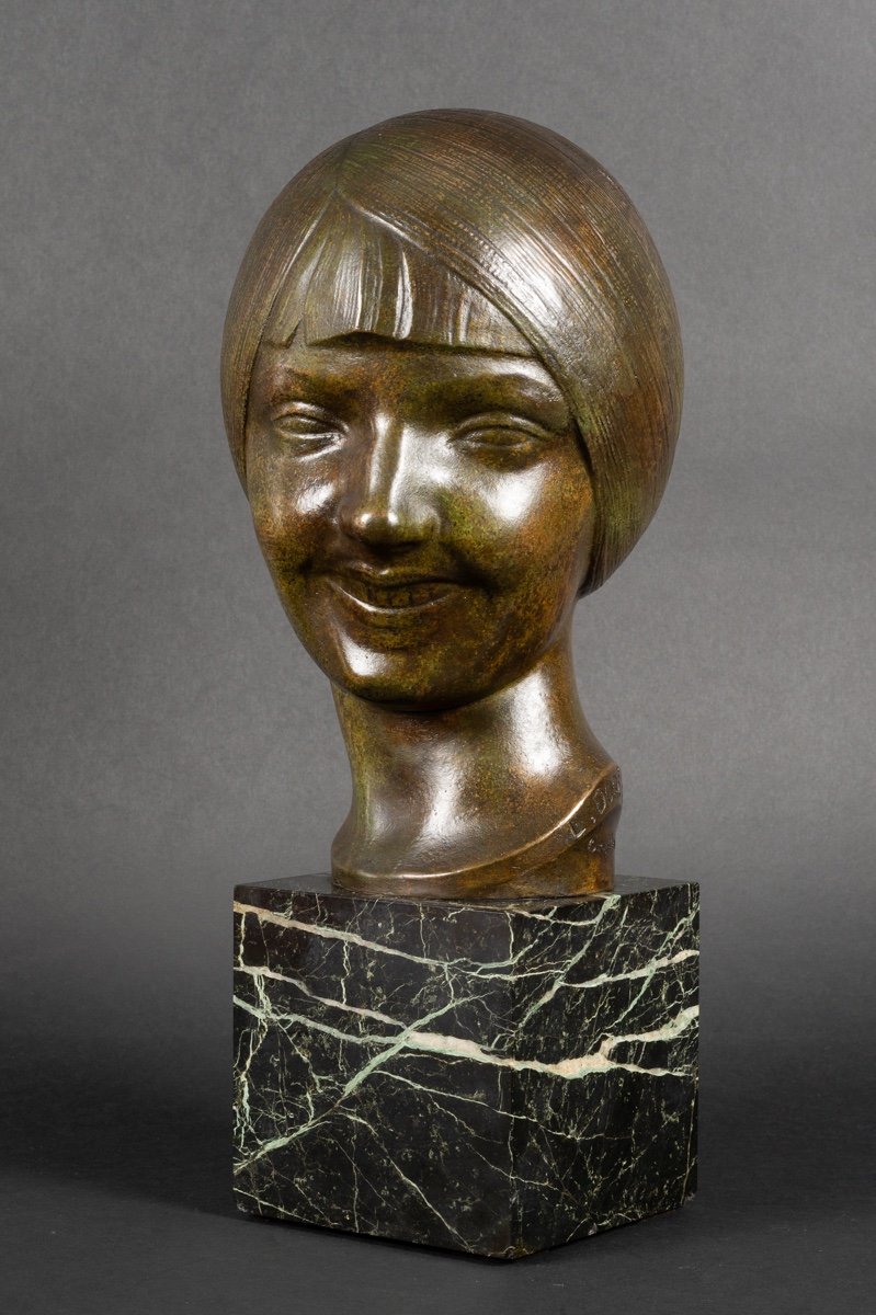 Bust Of A Young Girl, Art Deco, L. Doré, Susse Frères Paris, 1920. -photo-3
