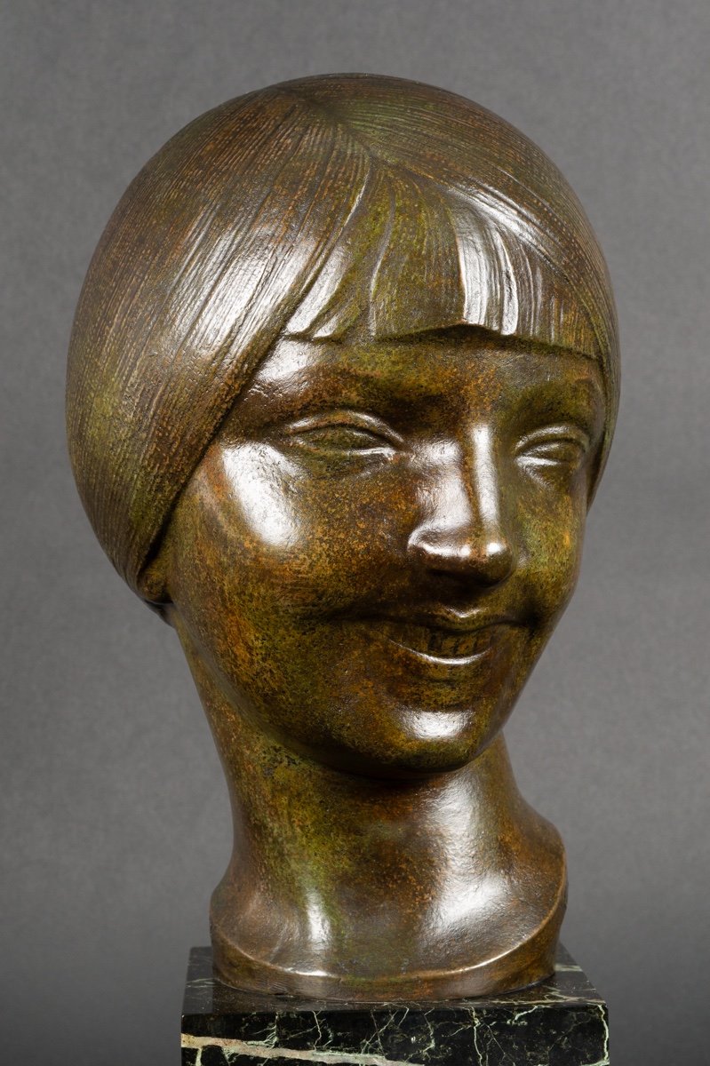 Bust Of A Young Girl, Art Deco, L. Doré, Susse Frères Paris, 1920. -photo-1