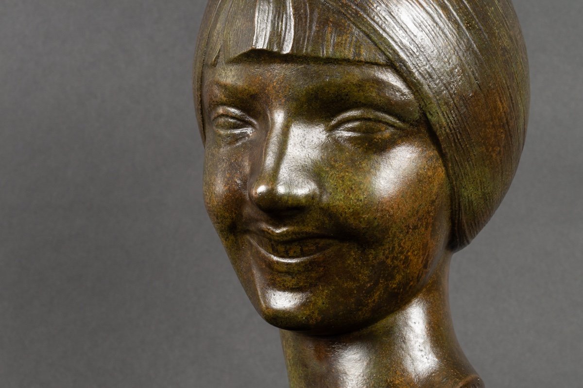 Bust Of A Young Girl, Art Deco, L. Doré, Susse Frères Paris, 1920. -photo-3