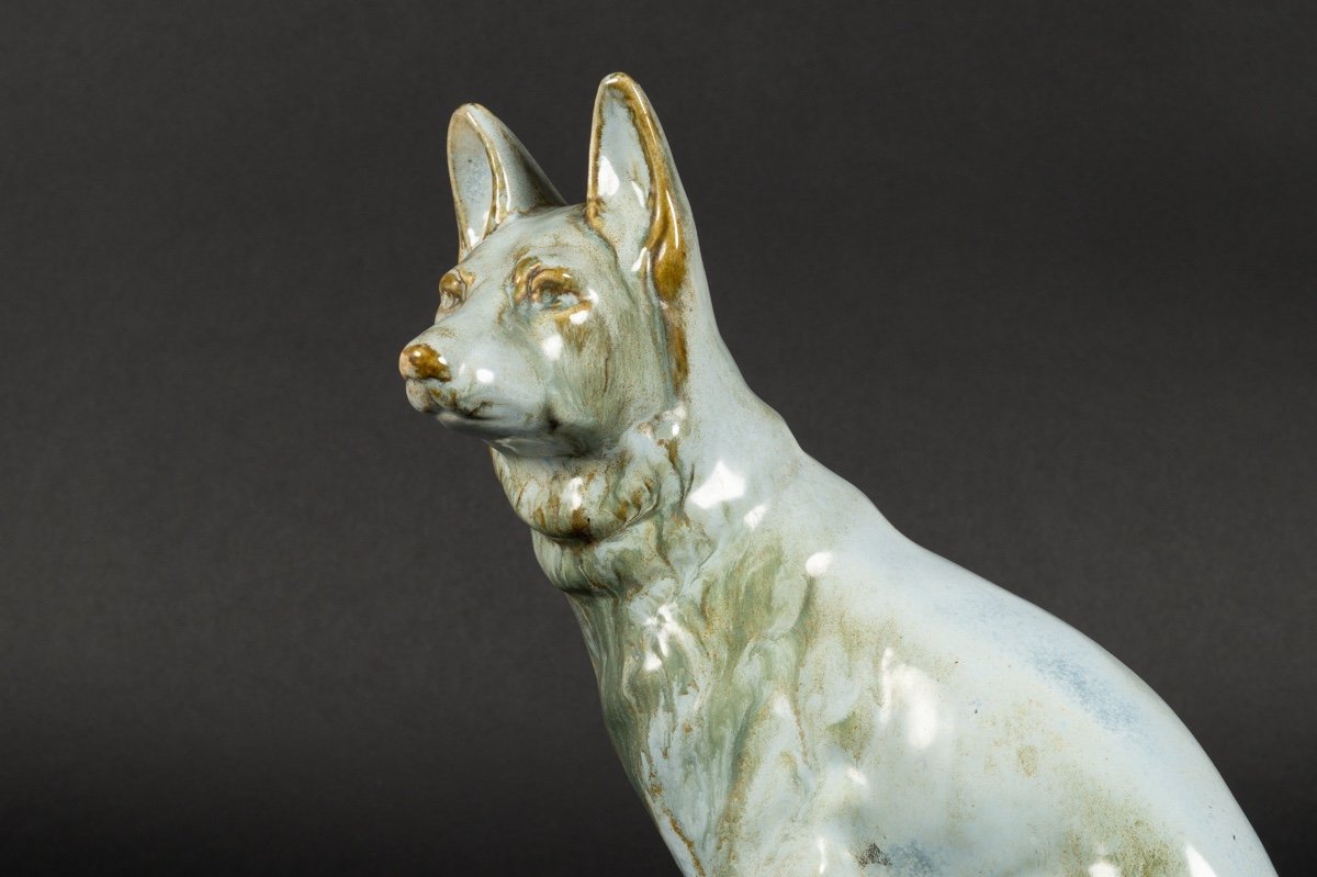 Chien, Faïence, Moulin Des Loups Orchies, Art Déco, France, Années 1920/30. -photo-2