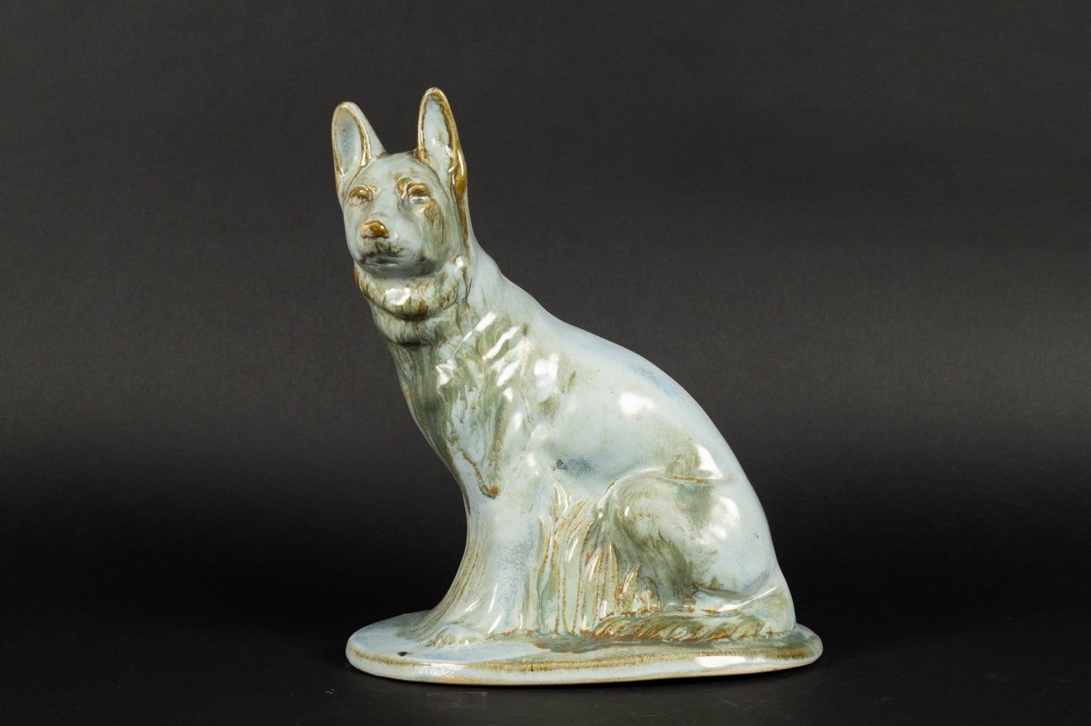 Chien, Faïence, Moulin Des Loups Orchies, Art Déco, France, Années 1920/30. 