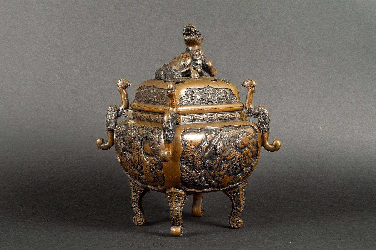 Brûle Parfum Avec Qilin, Bronze, Japon, ère Meiji (1868-1912).-photo-2