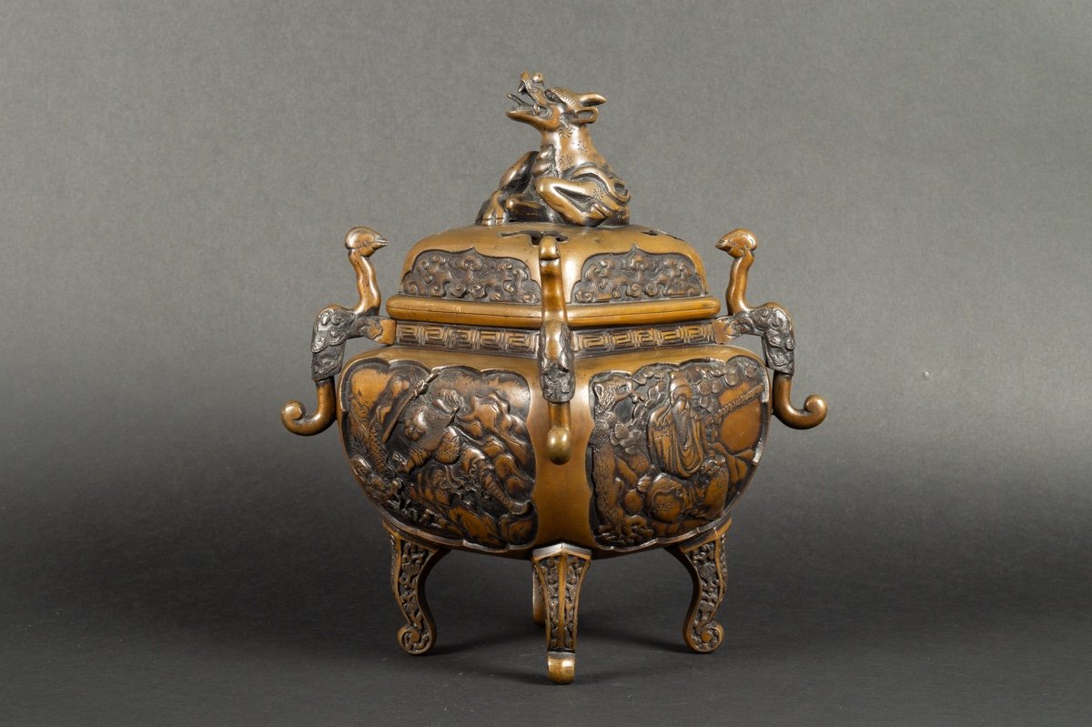 Brûle Parfum Avec Qilin, Bronze, Japon, ère Meiji (1868-1912).-photo-4