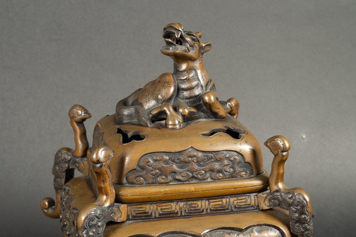 Brûle Parfum Avec Qilin, Bronze, Japon, ère Meiji (1868-1912).-photo-1