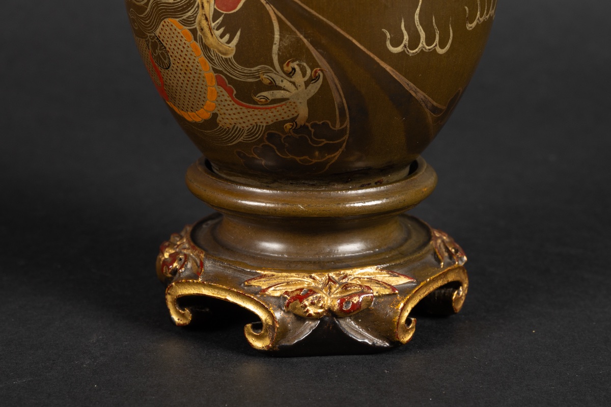 Vase à Dragon, Laque, Chine, Dynastie Qing, XIXe Siècle.  -photo-3
