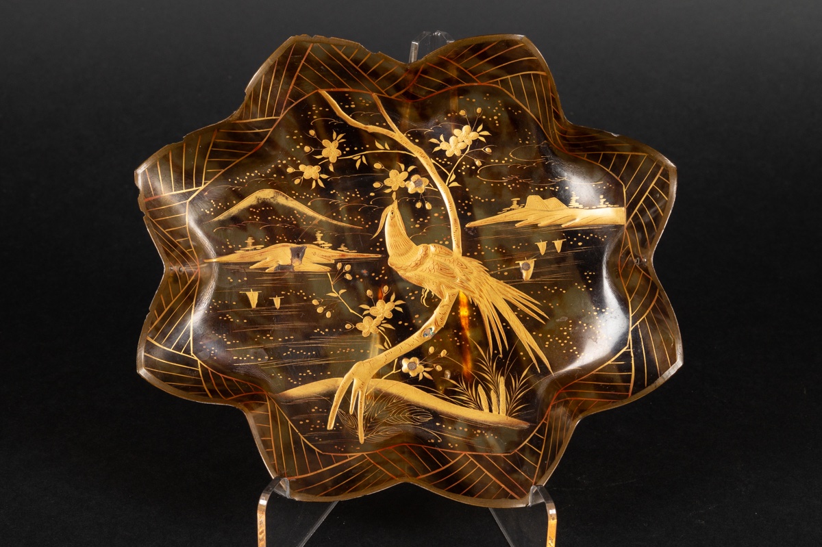Plateau Avec Phénix, Écaille De Tortue, Japon, ère Meiji (1868-1912). -photo-2
