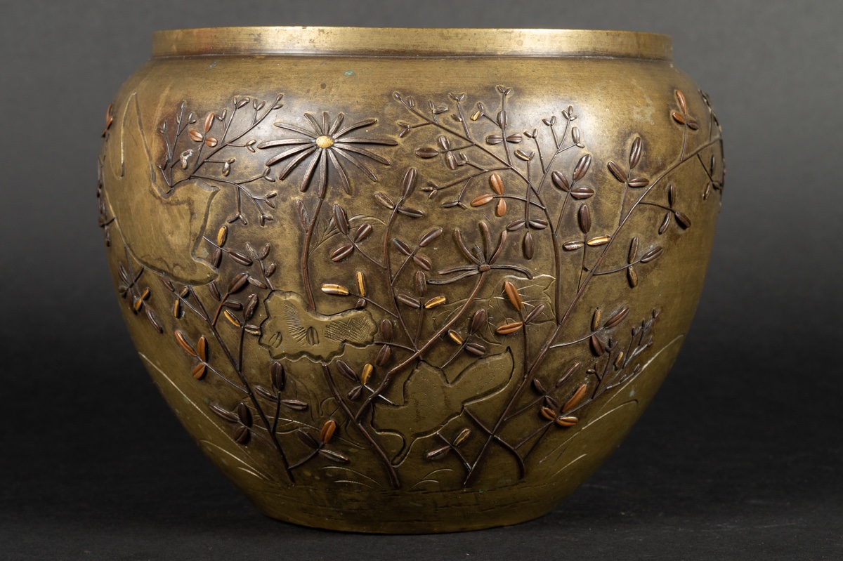Cache Pot, Bronze - Copper - Gold, Japan, Meiji Era (1868-1912).   -photo-2