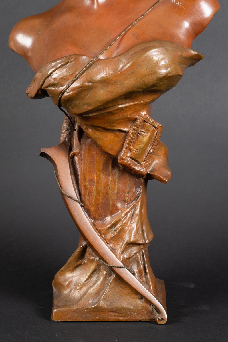 Buste De Diane, Georges Van Der Straeten (1856-1928), Paris, Art Nouveau, Vers 1900-photo-2