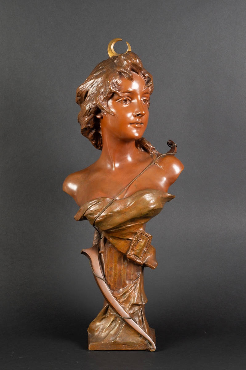 Buste De Diane, Georges Van Der Straeten (1856-1928), Paris, Art Nouveau, Vers 1900