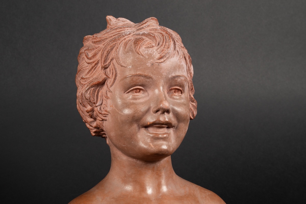 Bust Of A Child, D. H. Chiparus, Terracotta, Art Deco, France, 1920s/30s. -photo-2