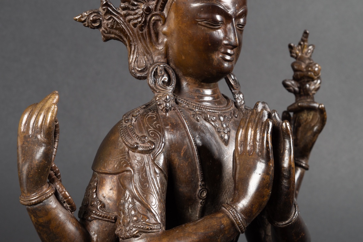 Shadakshari Lokeshvara, Bronze, Népal, Début Du XXe Siècle. -photo-5