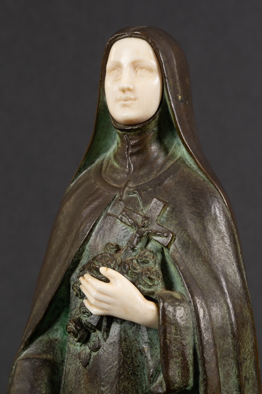 Sainte Thérèse De Lisieux, Joe Descomps (1869-1950), Bronze, France, Art Déco, Années 1920/30. -photo-4