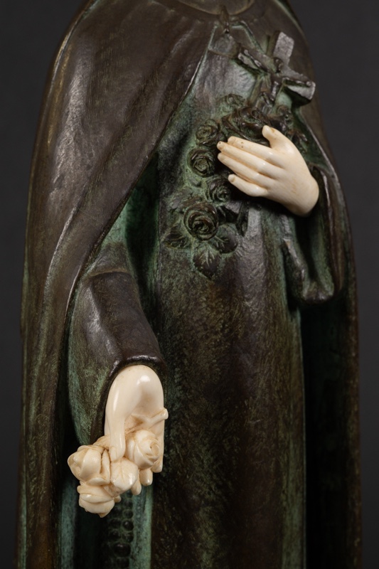Sainte Thérèse De Lisieux, Joe Descomps (1869-1950), Bronze, France, Art Déco, Années 1920/30. -photo-5