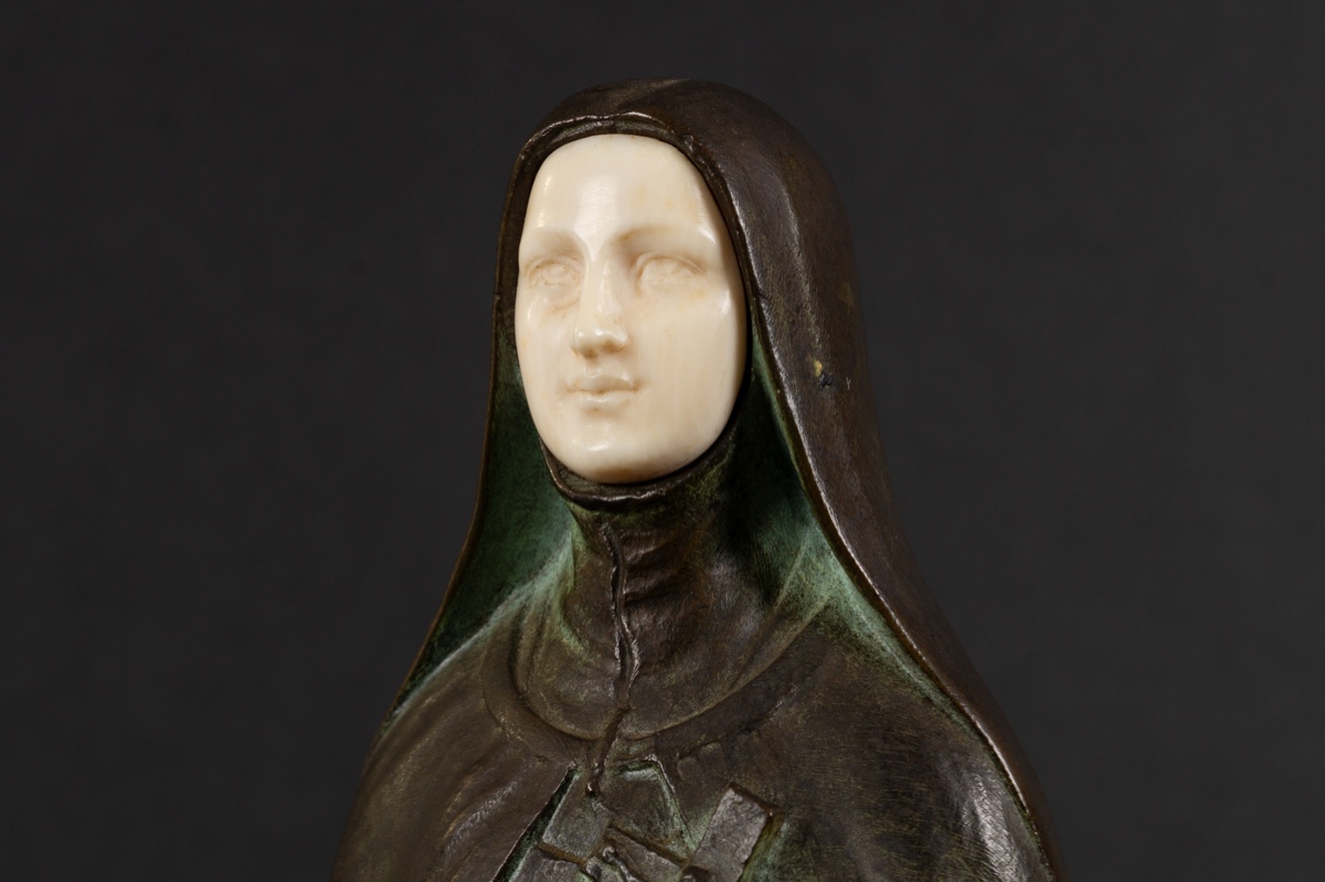 Sainte Thérèse De Lisieux, Joe Descomps (1869-1950), Bronze, France, Art Déco, Années 1920/30. -photo-6
