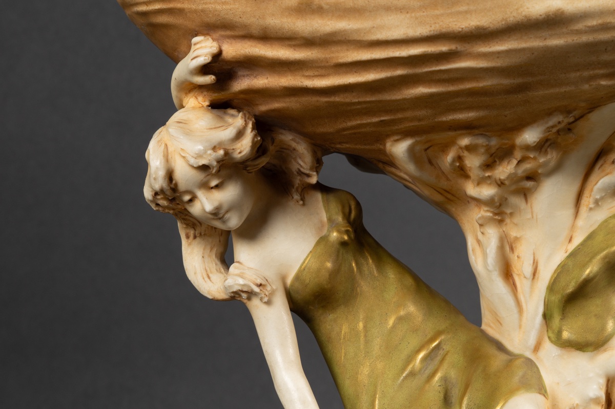 Coupe Avec Nymphes, Royal Dux, Art Nouveau, Bohême, Vers 1900.  -photo-4