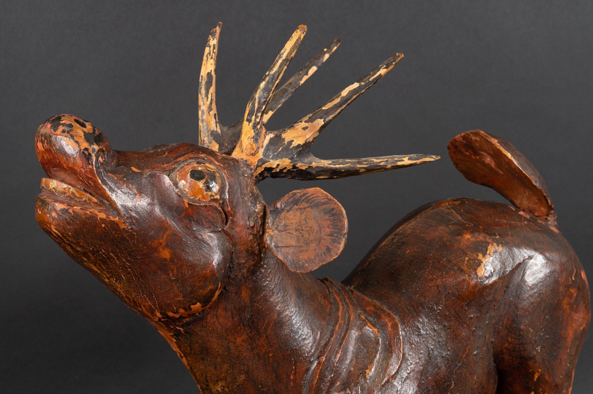 Cerf, Bois Polychrome, Chine, Dynastie Qing (1644-1912).   -photo-5