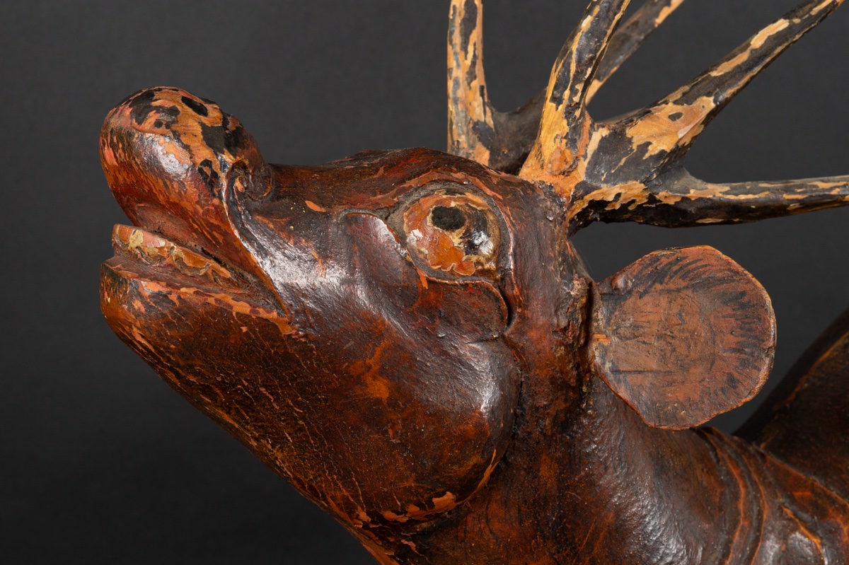 Cerf, Bois Polychrome, Chine, Dynastie Qing (1644-1912).   -photo-6