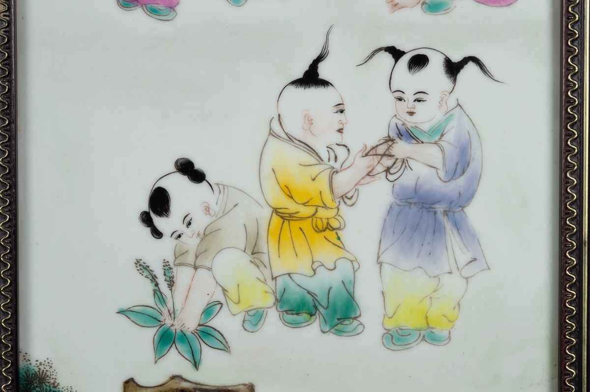 Porcelain Panel With Children, China, 20th Century.-photo-6
