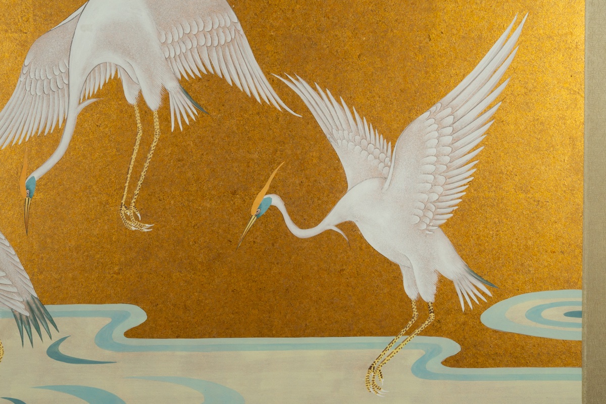 Pair Of Crane Paintings, Japan, Showa Period (1926-1989).  -photo-1