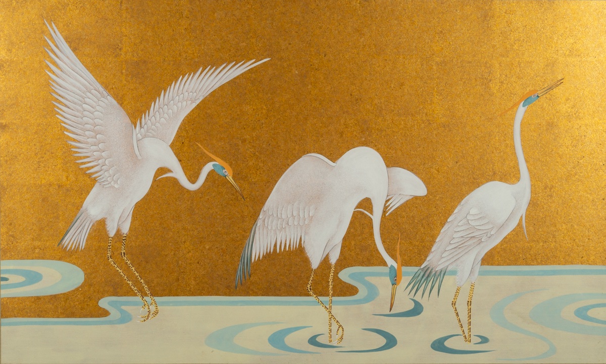 Pair Of Crane Paintings, Japan, Showa Period (1926-1989).  -photo-4