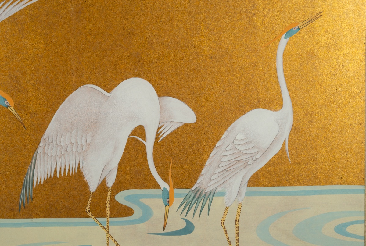 Pair Of Crane Paintings, Japan, Showa Period (1926-1989).  -photo-6