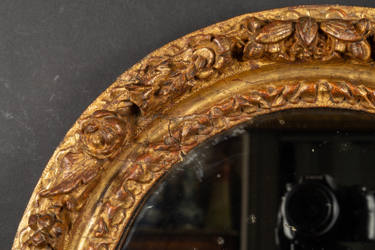 Miroir Ovale Doré, Louis XIV, XVIIe - XVIIIe Siècle. -photo-6