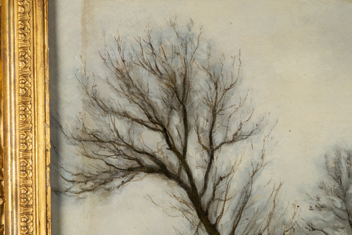Paysage d'Hiver, Émile Renouf (1845 - 1894), huile sur toile, France, fin du XIXe siècle. -photo-1