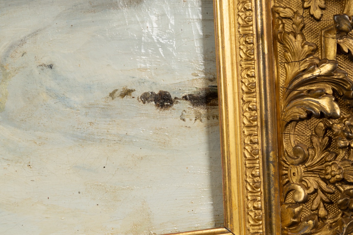 Paysage d'Hiver, Émile Renouf (1845 - 1894), huile sur toile, France, fin du XIXe siècle. -photo-6