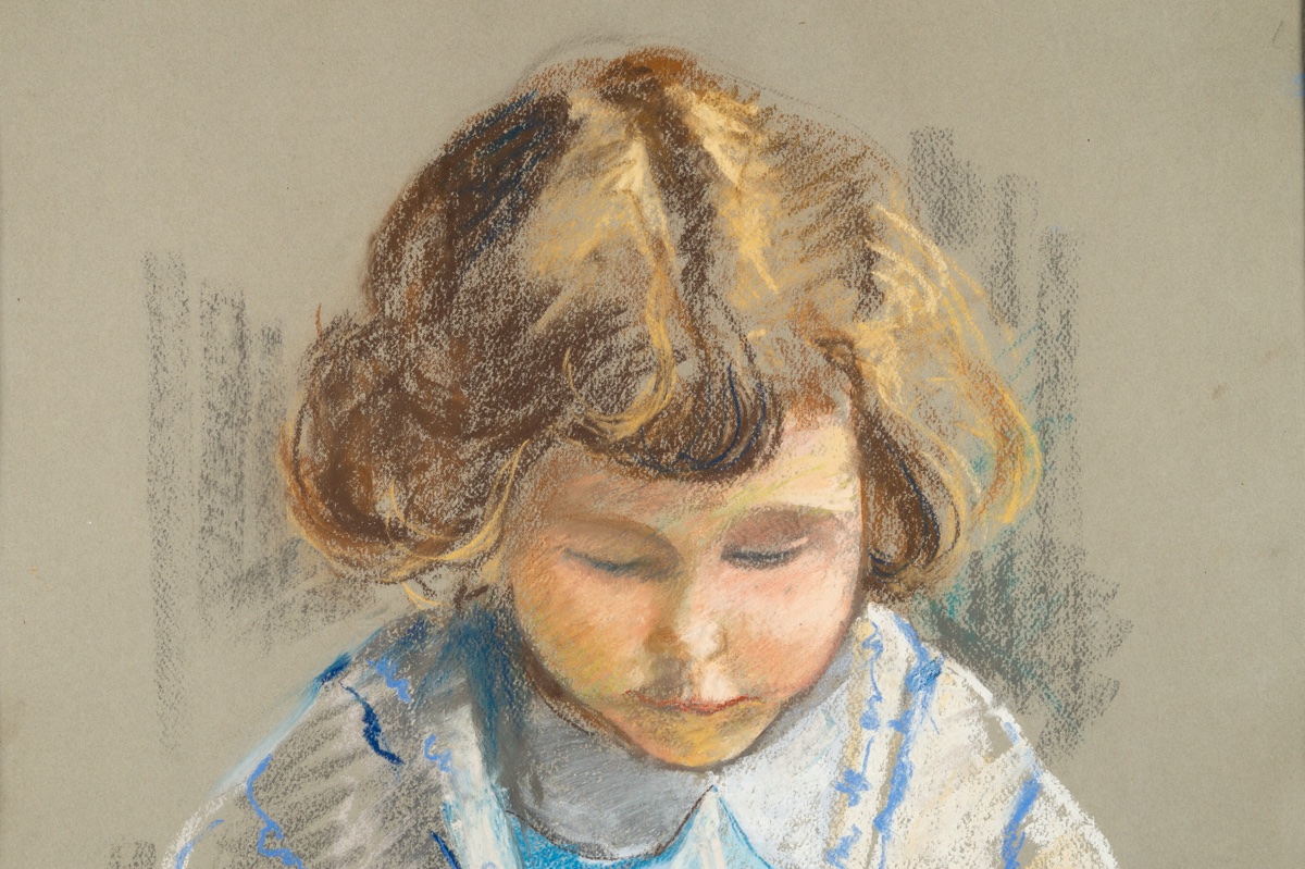 Young Girl With A Cashier, Pastel, Signed, 1931. -photo-4