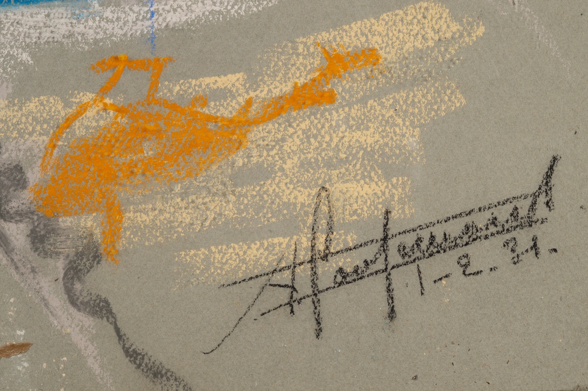 Young Girl With A Cashier, Pastel, Signed, 1931. -photo-4