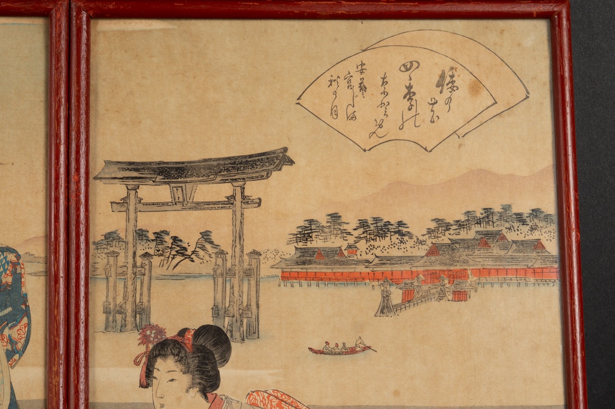 Aki no Miyajima Lune d'Automne, triptyque ukiyo-e, Watanabe Nobukazu (1872 - 1944) -photo-7
