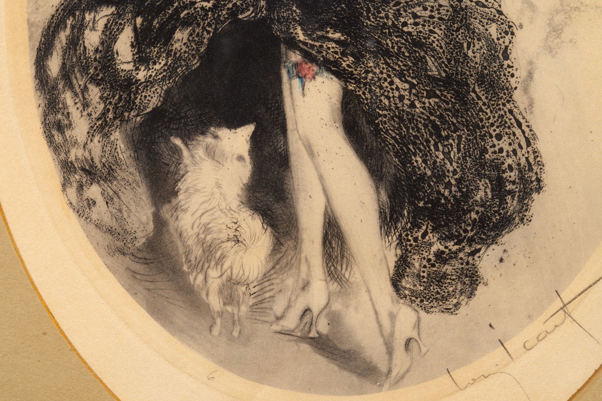 Femme avec chien, Louis Icart (1888 - 1950), Art déco, France, années 1920/30. -photo-4