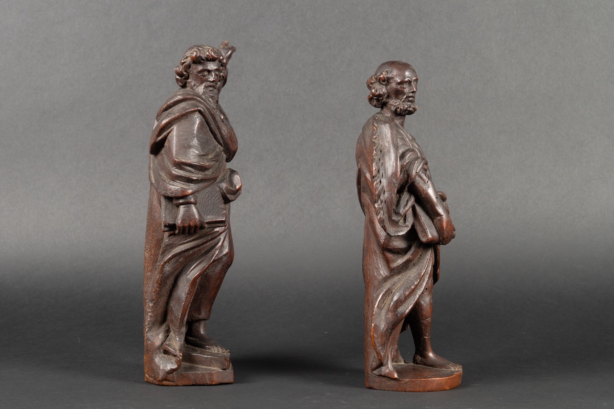 Pair Of Greek Philosophers, Wood, France, 18th Century.  -photo-2