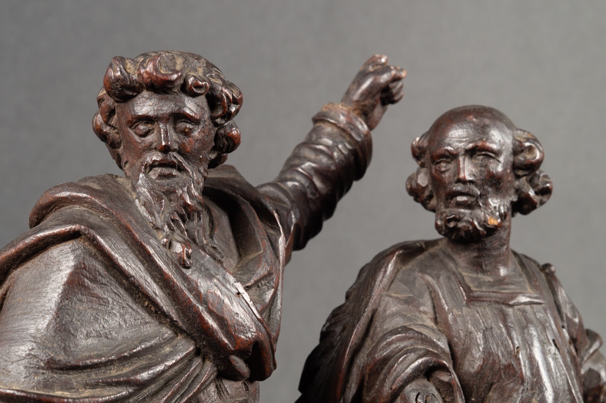 Pair Of Greek Philosophers, Wood, France, 18th Century.  -photo-6