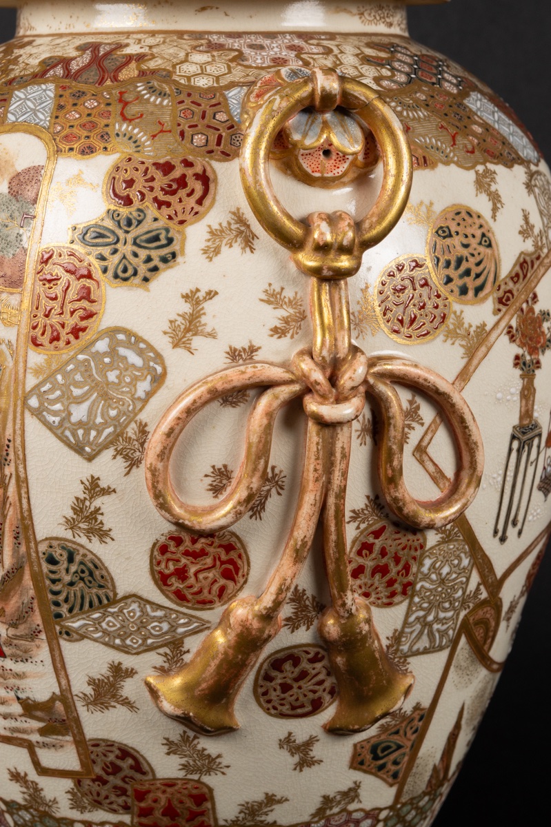 Vase avec couvercle, signé, Satsuma, Japon, ère Meiji (1868-1912).-photo-3