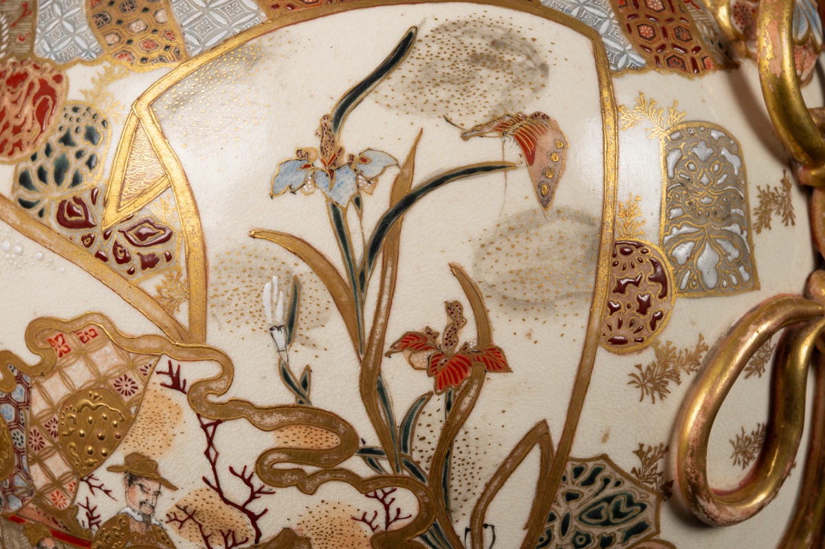 Vase avec couvercle, signé, Satsuma, Japon, ère Meiji (1868-1912).-photo-4