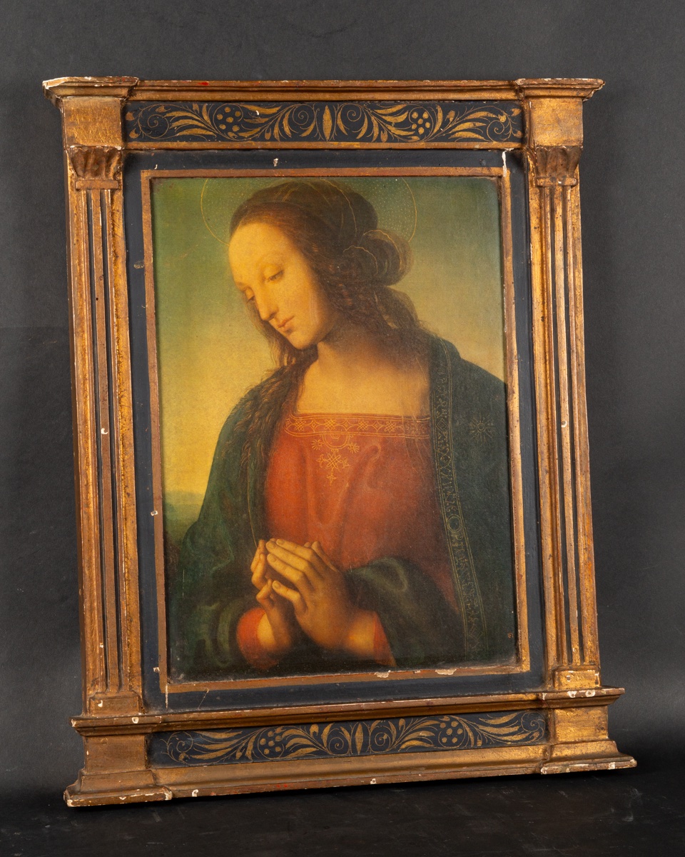 Vierge dans un cadre néo-Renaissance, chromolithographie, fin du 19e siècle. -photo-2