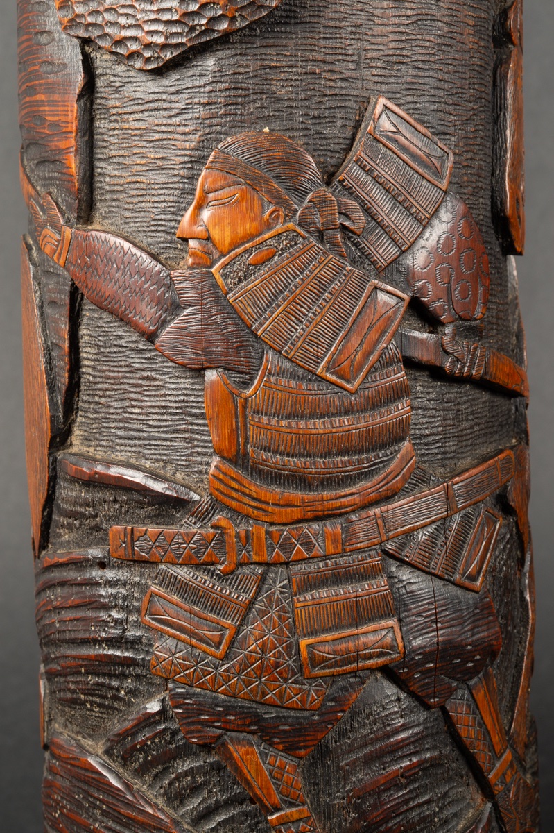 Paire de sculptures en bambou représentant des samouraïs, Japon, ère Meiji (1868-1912).-photo-4