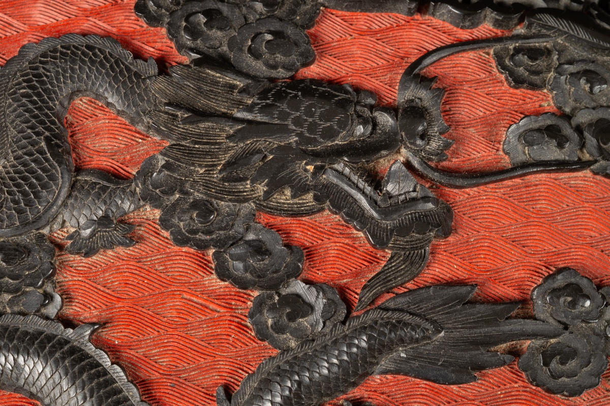 Box With Dragon, Lacquer, China, 1st Half Of The 20th Century. -photo-3