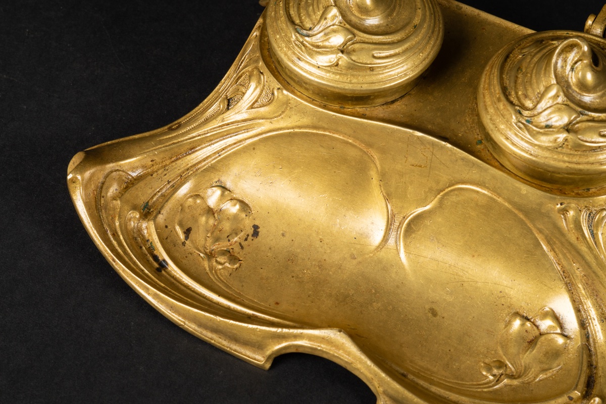 Encrier en bronze, Art nouveau, vers 1900. -photo-5