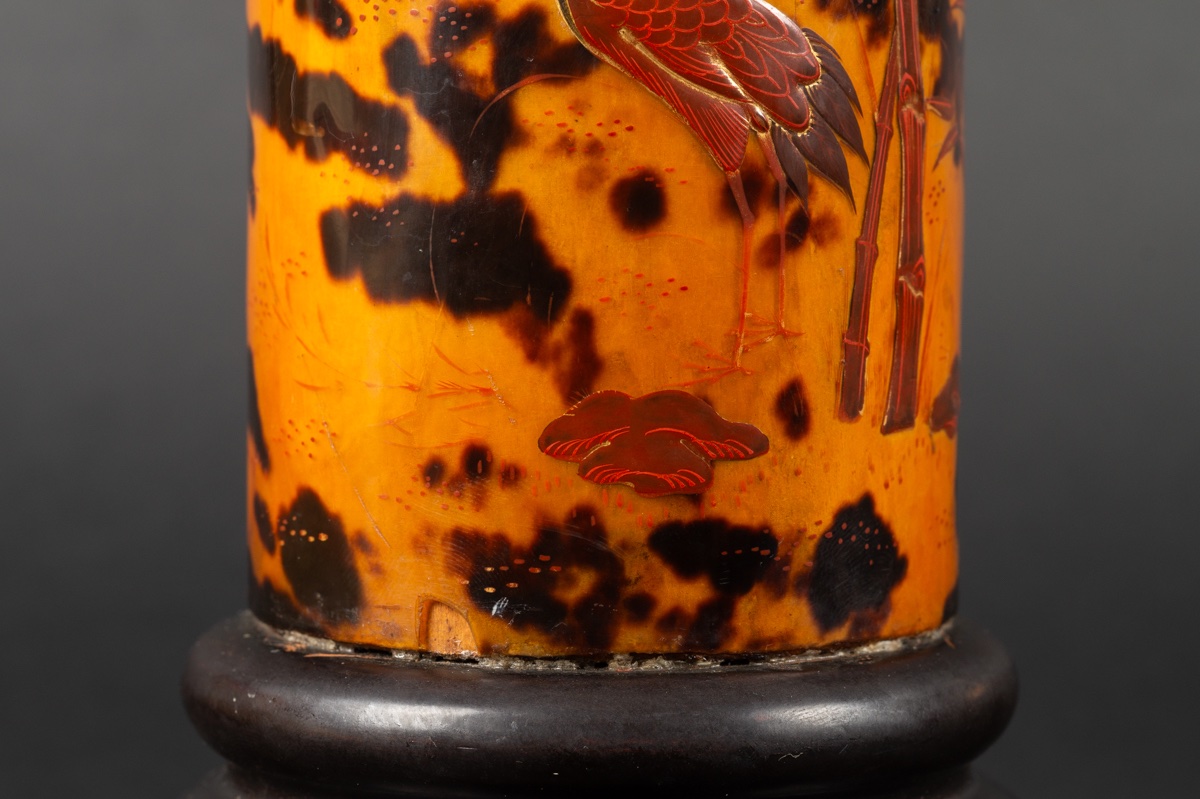 Porte-pinceau, écaille de tortue, laque, Japon, 19e siècle -photo-7